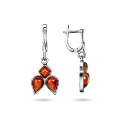 Серьги &quot;Анюта&quot; Посеребрение с Янтарем